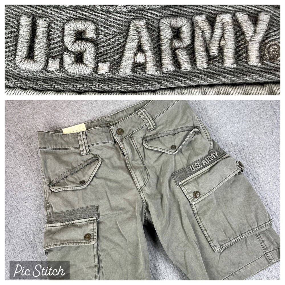 US Army Cargo Shorts Men 30 (27) Authentic Apparel NYC Khaki Utility Pockets‎